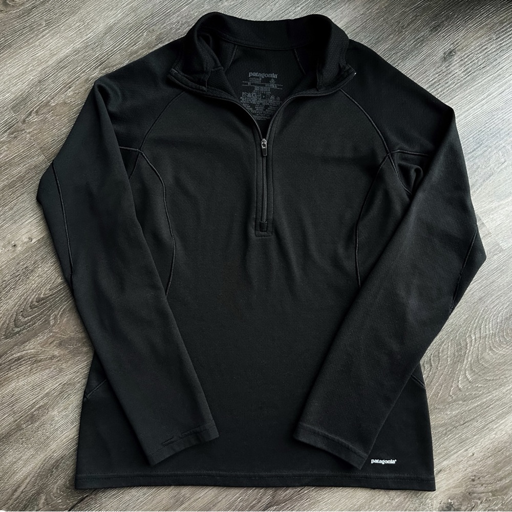 Patagonia capilene midweight black half zip base layer top